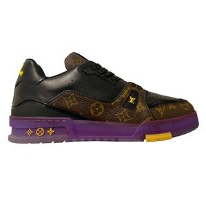 Louis Vuitton trainer Monogram, yellow Purple, size 7.5.